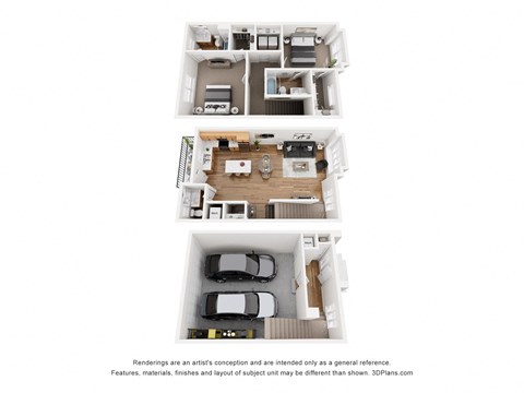 Floor plan for 2 beds, 2.5 baths, 1893 sqft